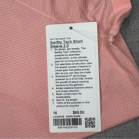 Lululemon Swiftly Tech 2.0 Short Sleeve Shirt Womens Size 16 Dew Pink NWT - Picture 10 of 12